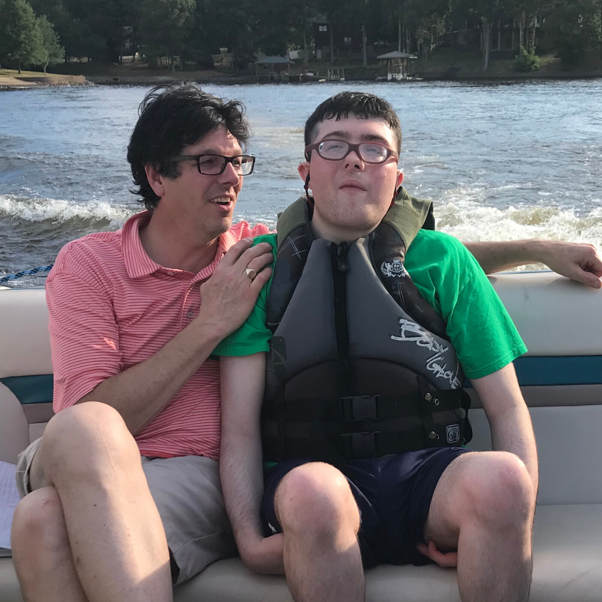 Jack riding in a boat.