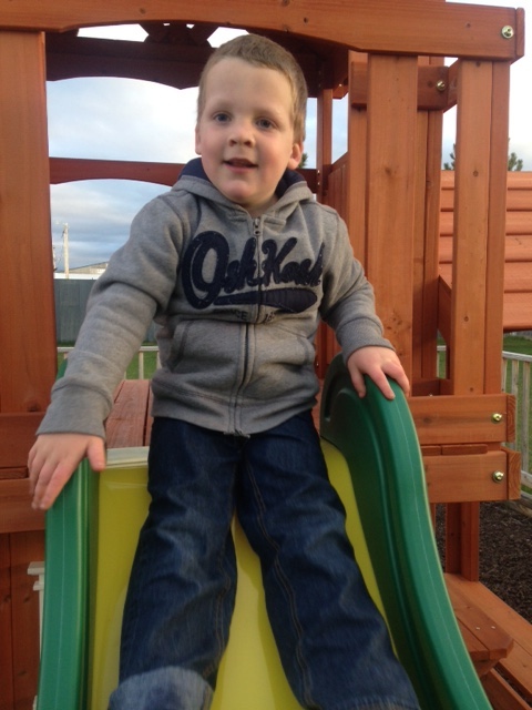 Liam on a slide.