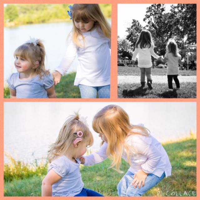 Molly and Violet are outside in the grass