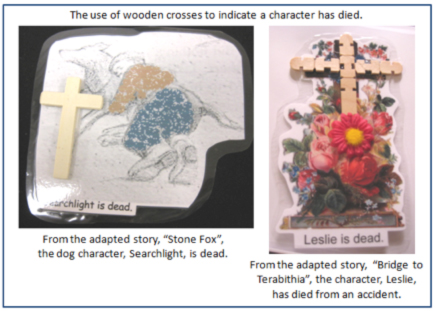 example showing the use of a wooden cross in an adapted story